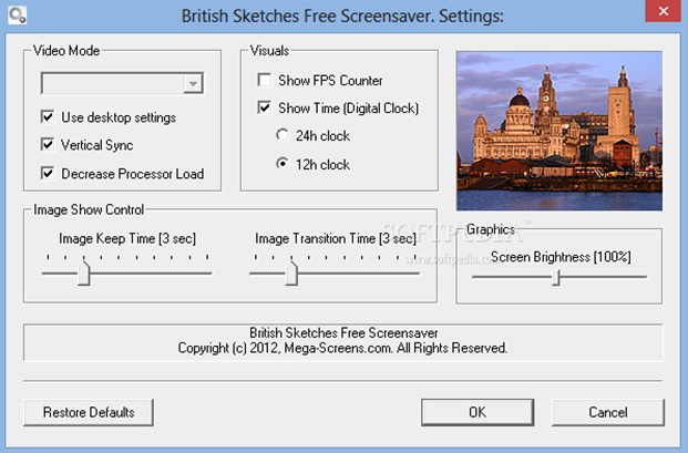 British Sketches Free Screensaver
