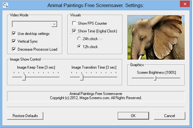 Animal Paintings Free Screensaver
