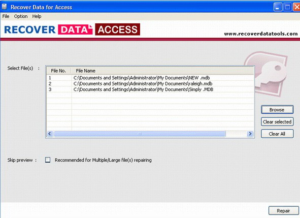 Recover Data for Corrupt Access File
