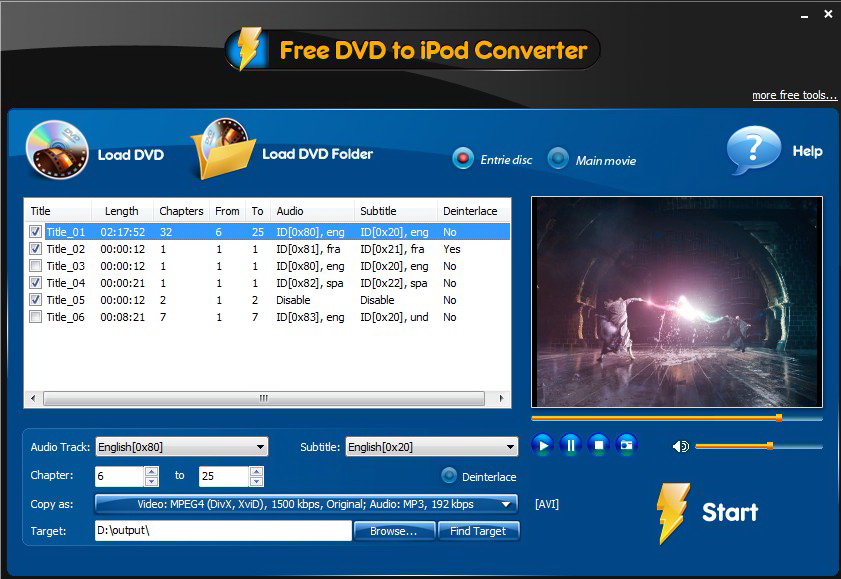 Free DVD to iPod Converter