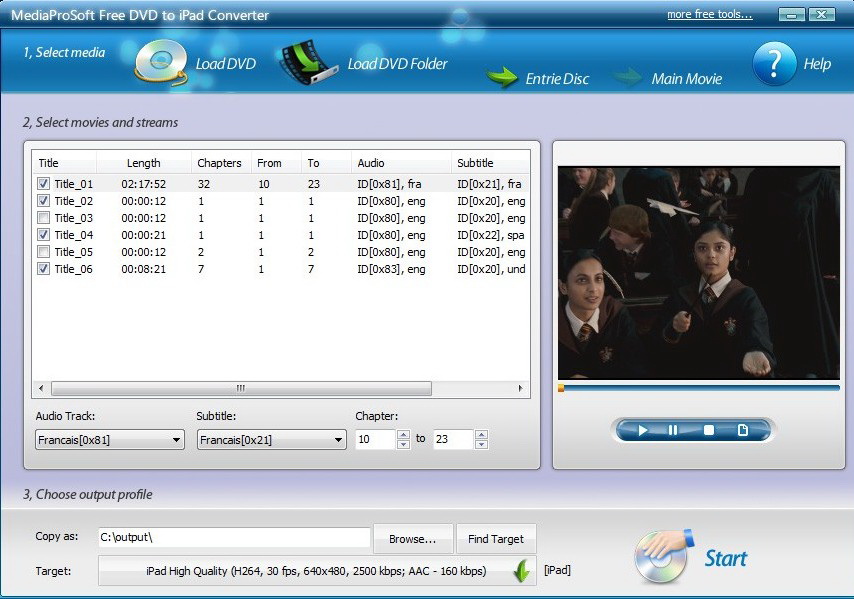 MediaProSoft Free DVD to iPad Converter