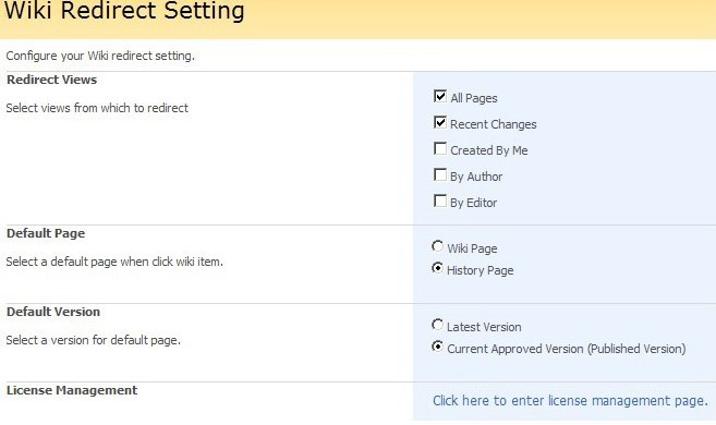 SharePoint Wiki Redirect