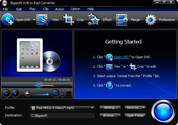 Bigasoft VOB to iPad Converter