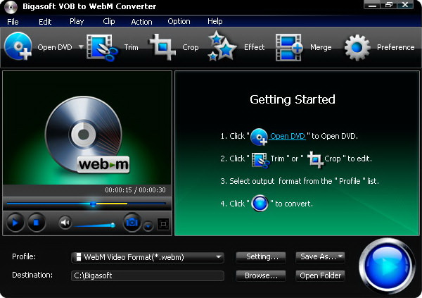 Bigasoft VOB to WebM Converter