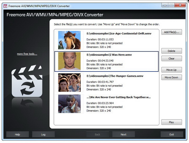 Freemore AVI/WMV/MP4/MPEG/DIVX Converter