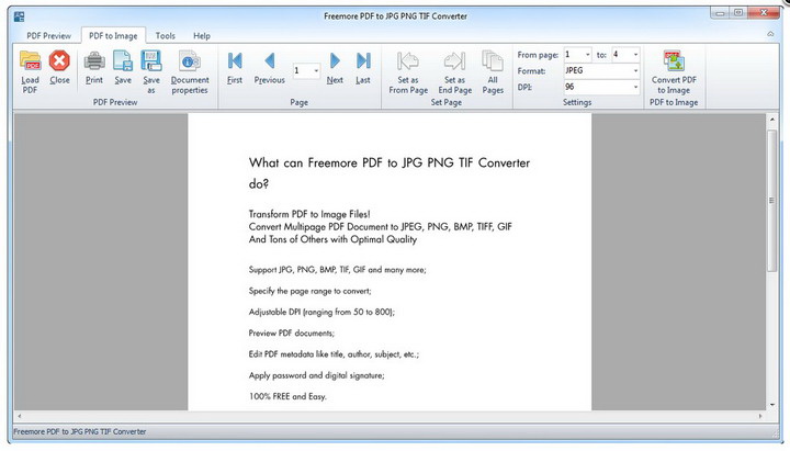 Freemore PDF to JPG PNG TIF Converter