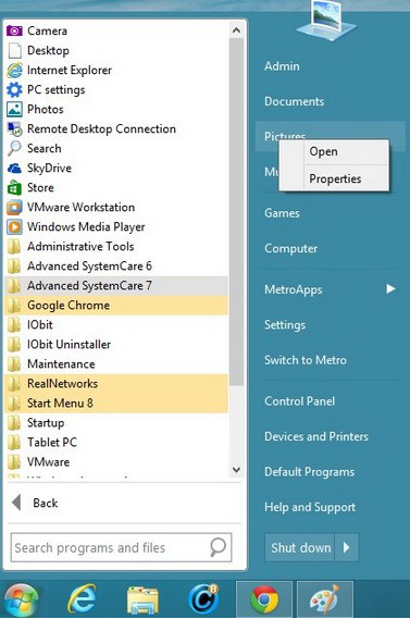 Start Menu 8