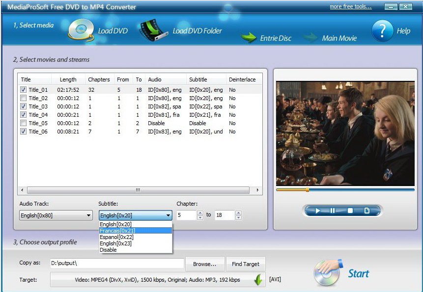 MediaProSoft Free DVD to MP4 Converter