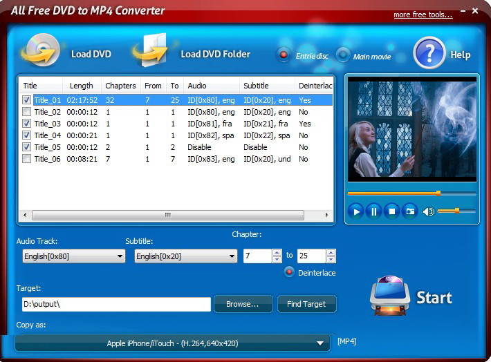 All Free DVD to MP4 Converter