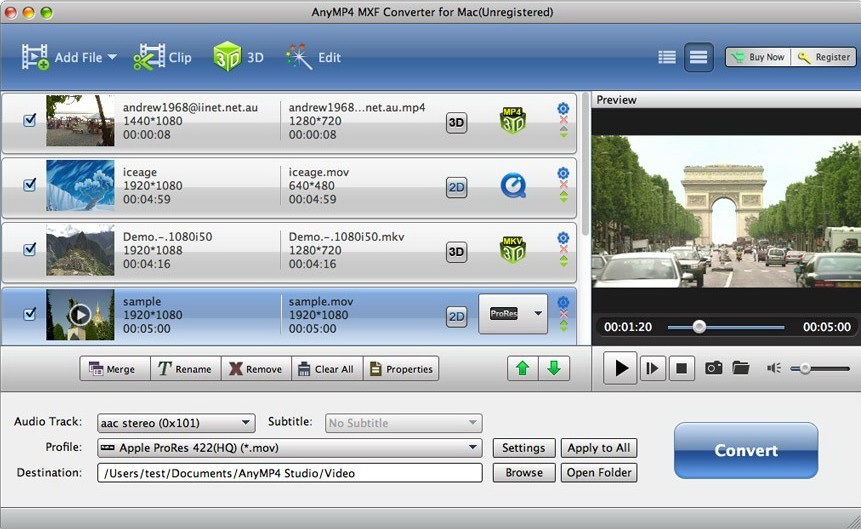 AnyMP4 MXF Converter for Mac