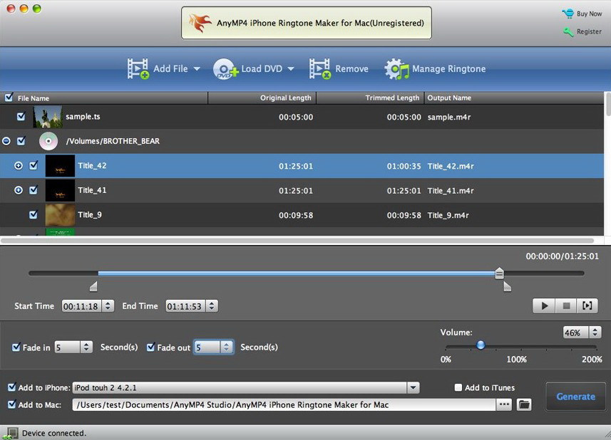 AnyMP4 iPhone Ringtone Maker for Mac