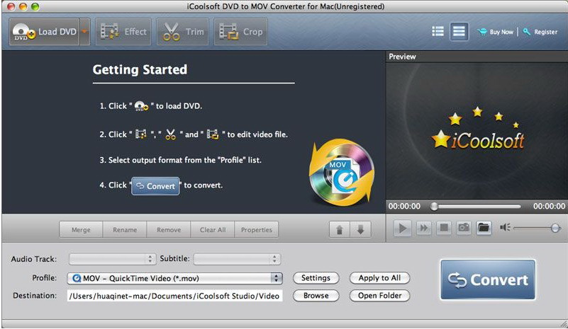 iCoolsoft DVD to MOV Converter for Mac