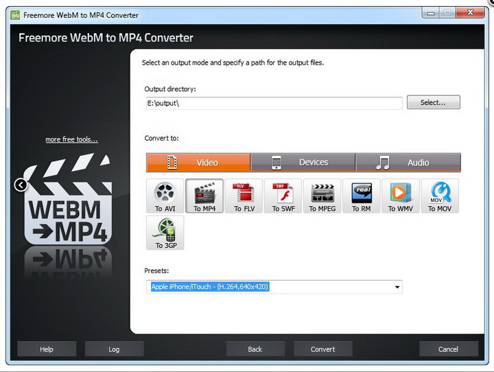 Freemore WebM to MP4 Converter