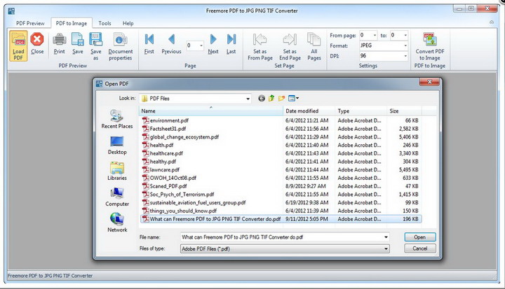 Freemore PDF to JPG PNG TIF Converter