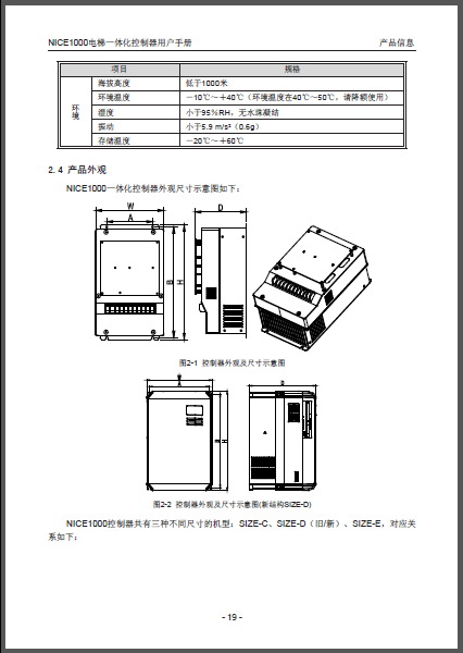 汇川NICE-L-G/V-4018电梯一体化控制器用户手册
