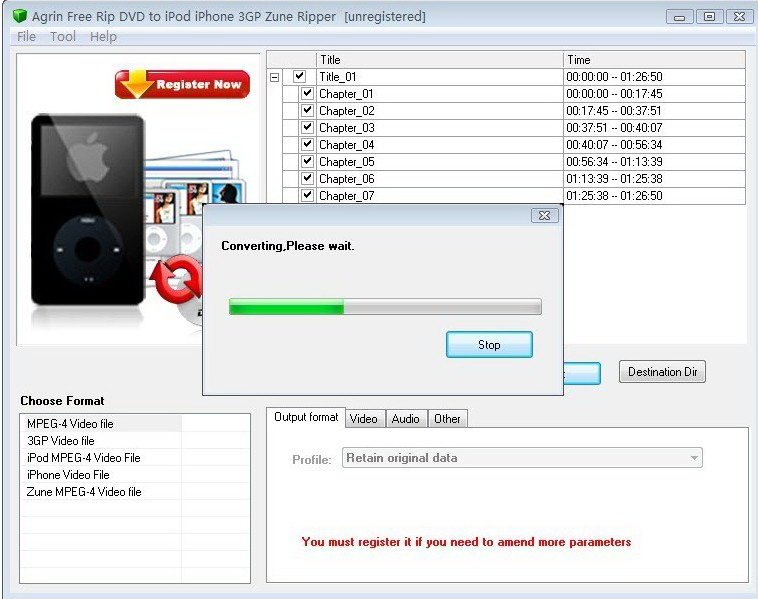 Agrin Free Rip DVD to iPod iPhone Zune