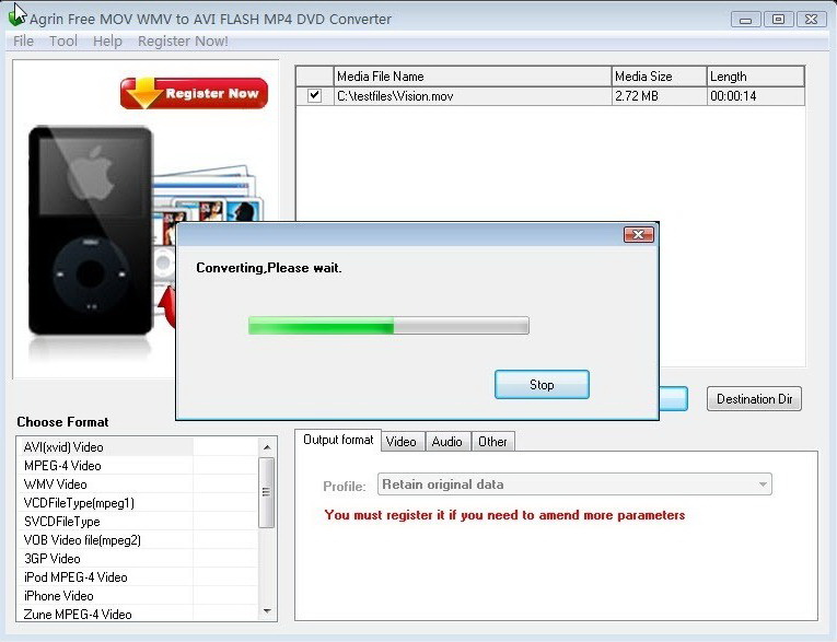 Agrin Free MOV WMV to AVI MP4 Converter
