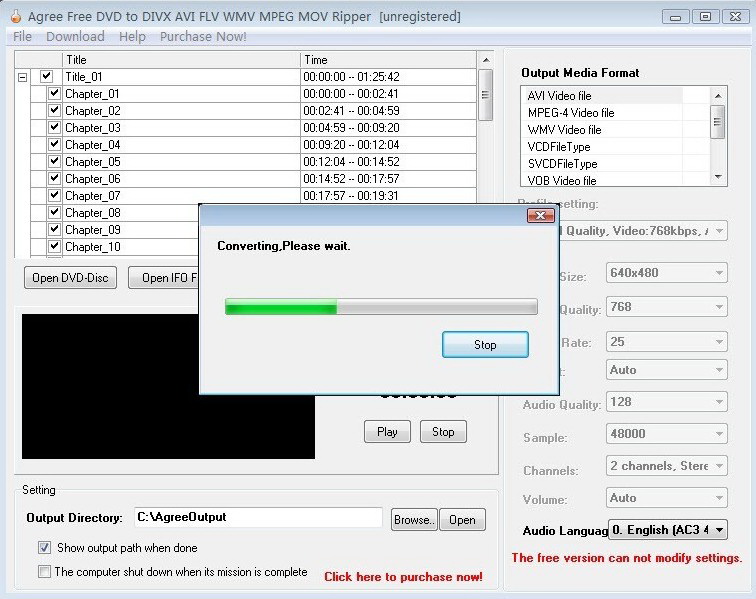 Agree Free DVD to DIVX AVI FLV WMV