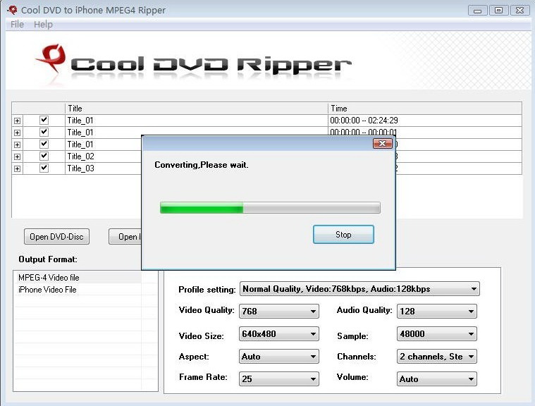 Cool Free DVD to iPhone MPEG4 Ripper