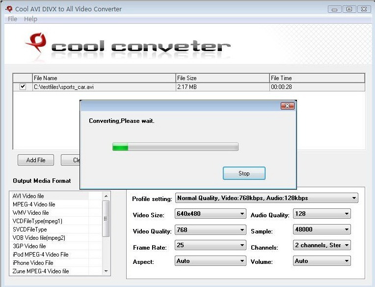 Cool FreeAVI DIVX to All Video Converter