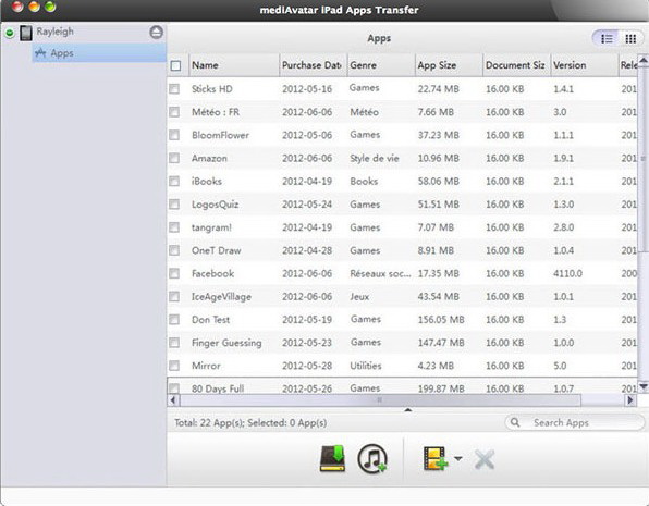 mediAvatar iPad Apps Transfer for Mac