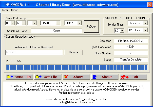 HS XMODEM C Source Library