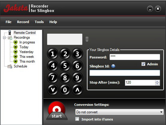 Jaksta Recorder for SlingBox