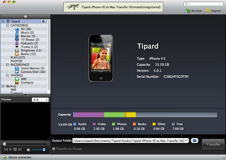 Tipard iPhone 4S to Mac Transfer Ultimate