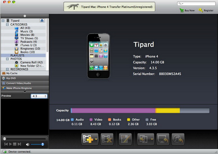 Tipard Mac iPhone 4 Transfer Platinum