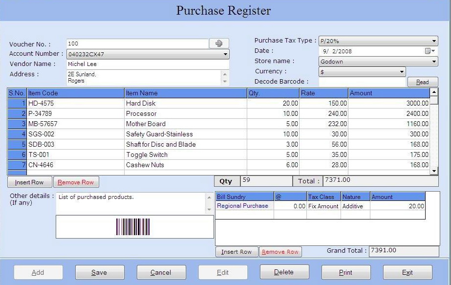 Barcode Ready Financial Accounting