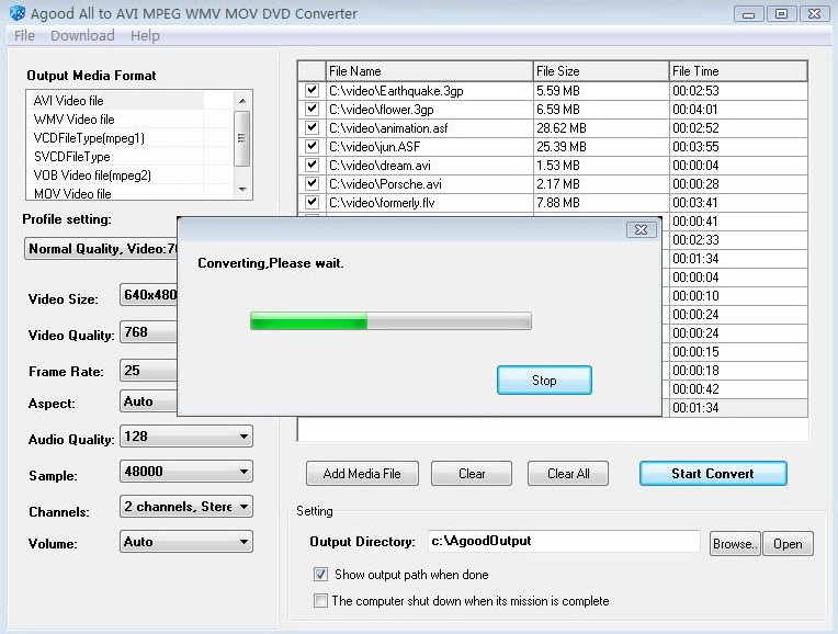 Agood All to AVI MPEG WMV MOV Converter