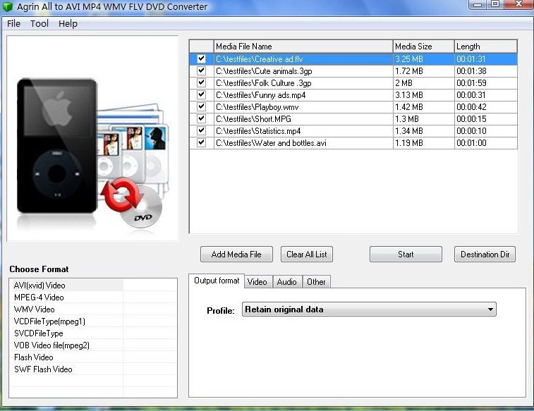 Agrin All to AVI MP4 FLV DVD Converter