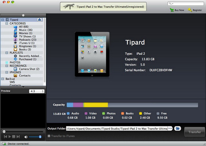 Tipard iPad 2 to Mac Transfer Standard