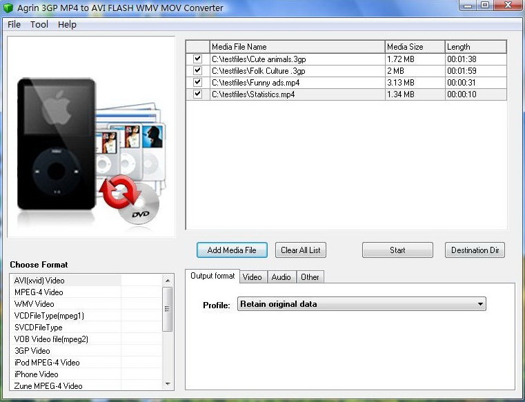 Agrin 3GP MP4 to AVI FLASH WMV Converter