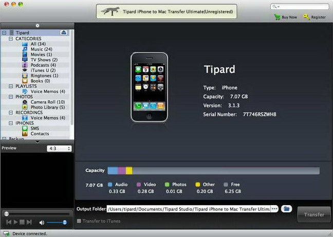 Tipard Mac iPhone 4 Transfer for ePub