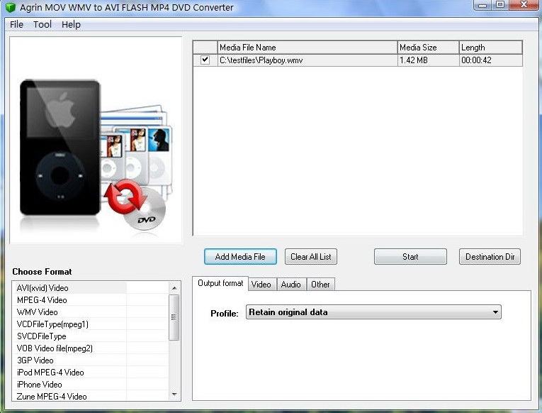 Agrin MOV WMV to AVI FLASH MP4 Converter