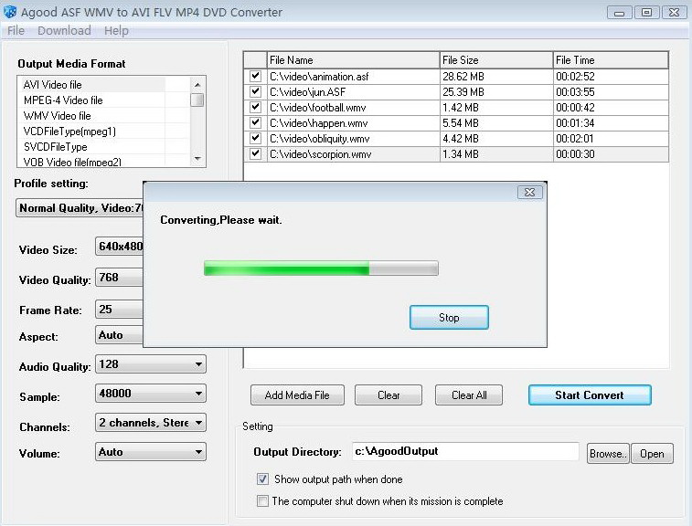 Agood ASF WMV to AVI FLV MP4 Converter