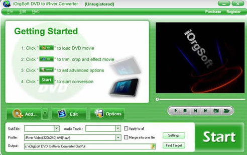 iOrgSoft DVD to iRiver Converter