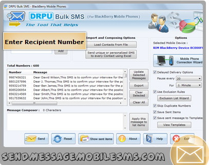 Bulk SMS Software for BlackBerry Mobile Phones