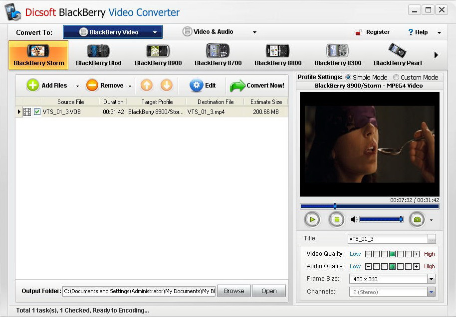 Dicsoft DVD to BlackBerry Converter