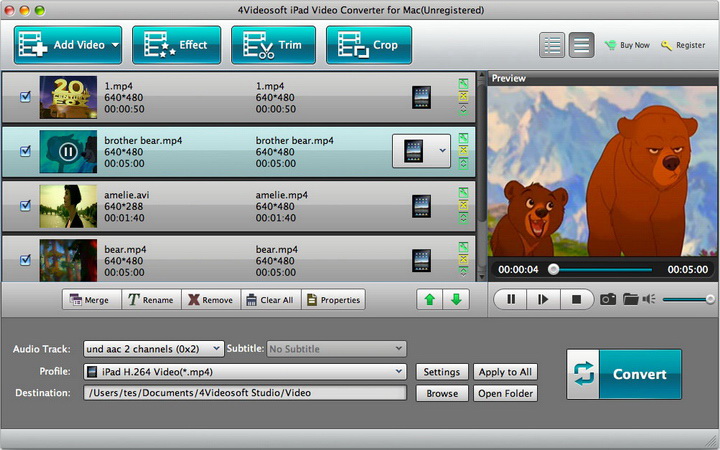 4Videosoft iPad Video Converter for Mac