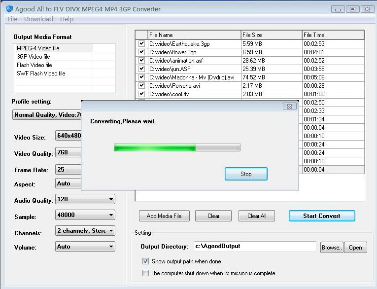 Agood All to FLV DIVX MPEG4 Converter