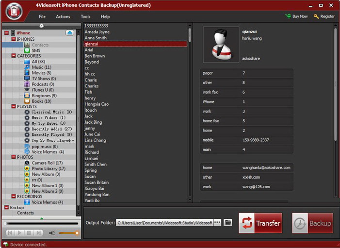 4Videosoft iPhone Contacts Backup