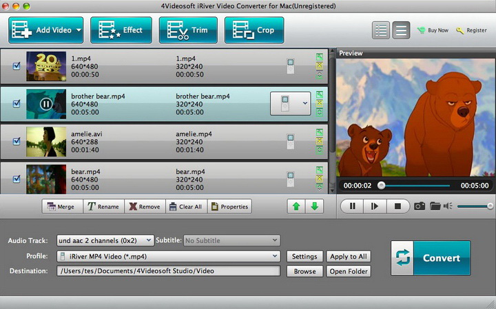 4Videosoft iRiver Video Converter for Mac