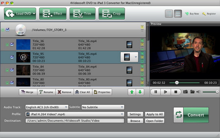 4Videosoft DVD to iPad 3 Converter for Mac