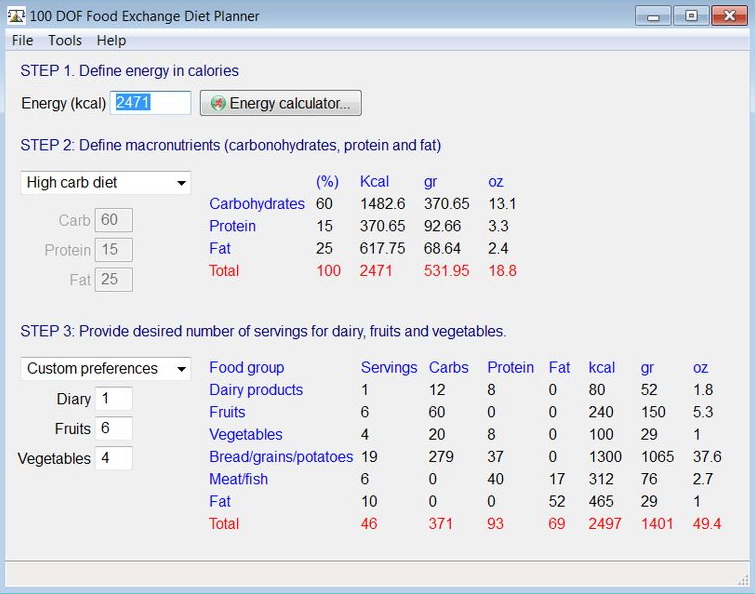 Food Exchange Diet Planner