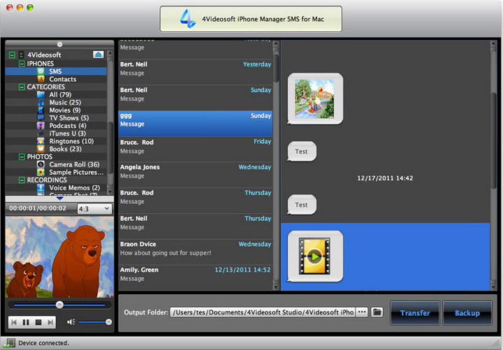 4Videosoft iPhone Manager SMS for Mac