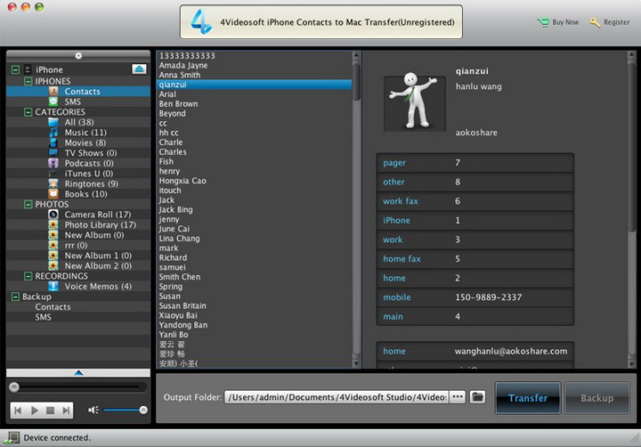 4Videosoft iPhone Contacts to Mac Transfer