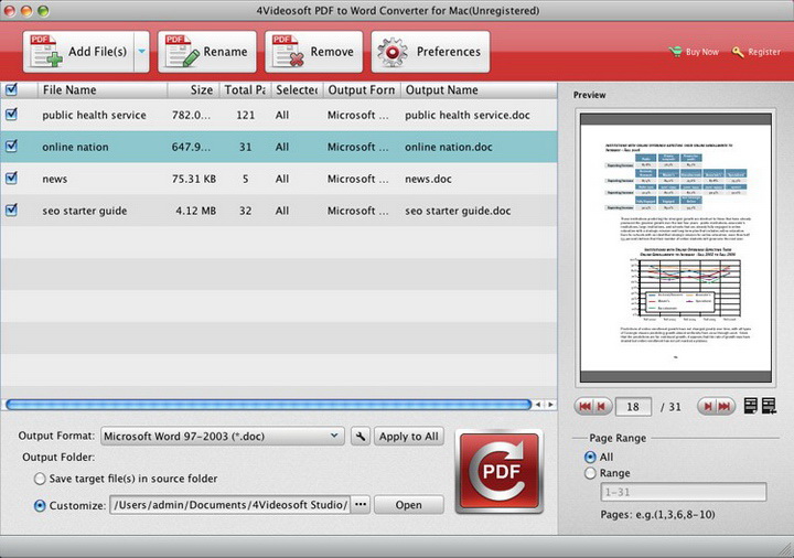 4Videosoft PDF to Word Converter for Mac