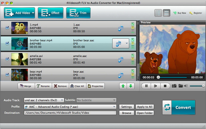 4Videosoft FLV to Audio Converter for Mac